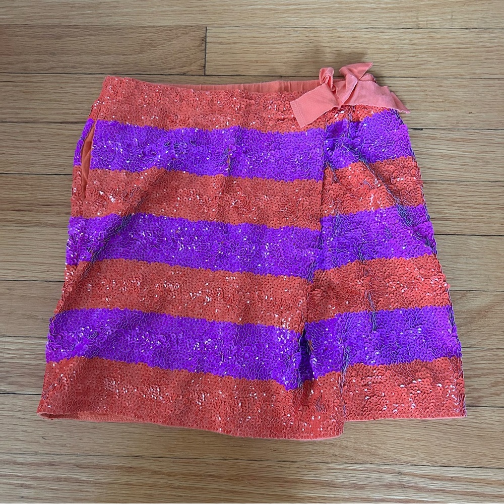 Crewcuts Orange and Purple Sequin Mini Skirt in size 6/7